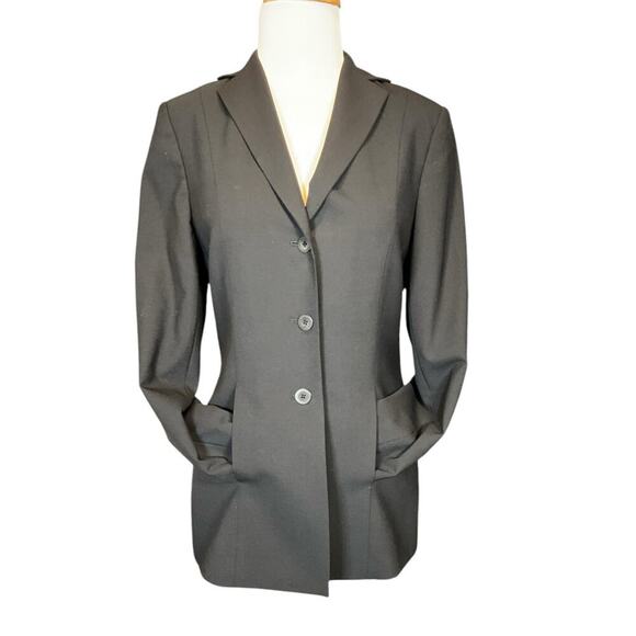 Caslon Long Black Blazer 95% Wool 3 Button Front W/ Front Pockets Size 8 Petite - Picture 2 of 13